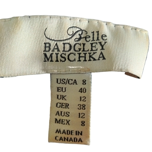 Badgley Mischka Belle Navy and Cream Midi Bodycon Dress size 8 EUC - Picture 5 of 9